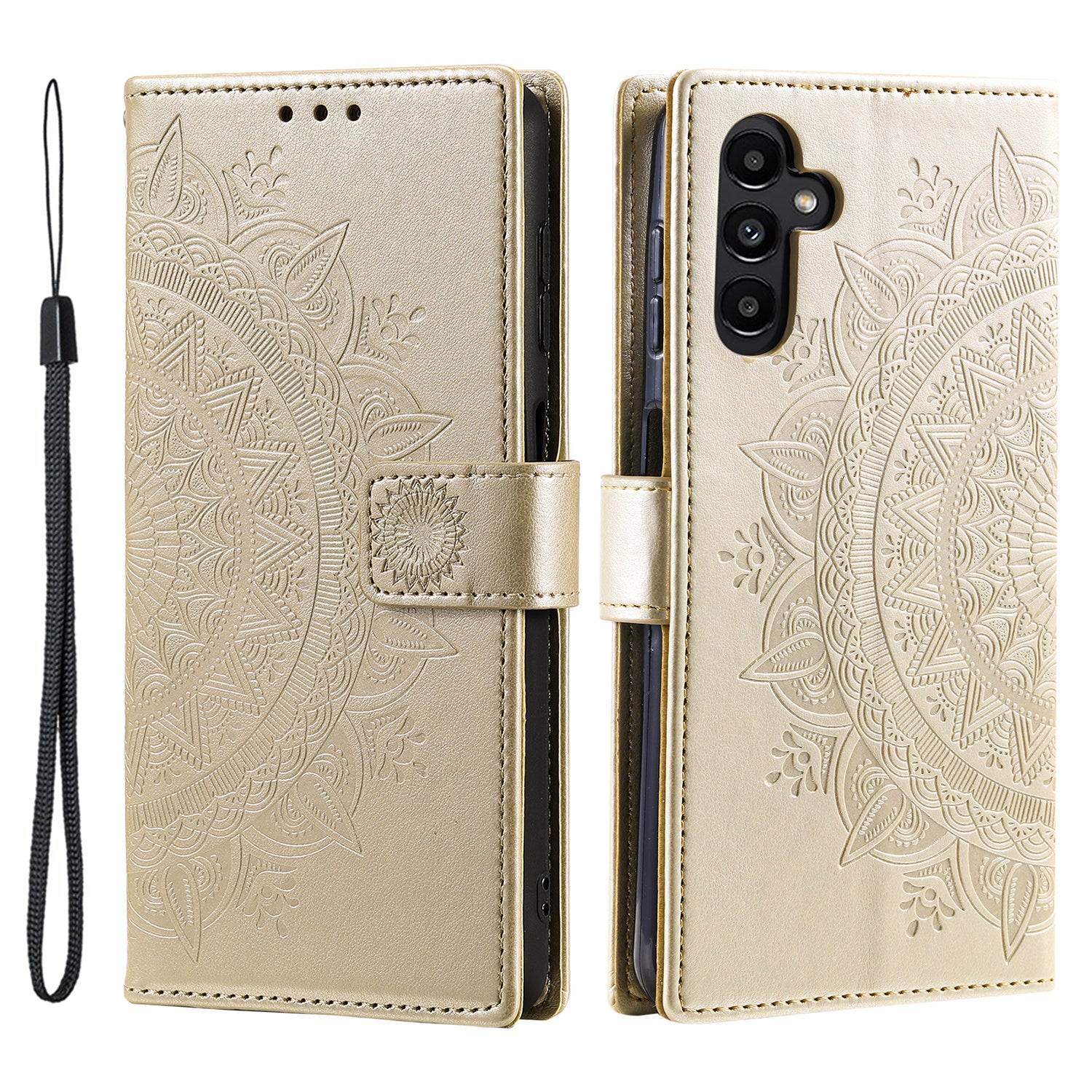 For Samsung Galaxy S23 FE Anti-Scratch PU Leather Cover Imprinted Mandala Flower Wallet Phone Stand Case with Strap For Samsung Galaxy S23 FE Anti-Scratch PU Leather Cover Imprinted Mandala Flower Wallet Phone Stand Case with Strap